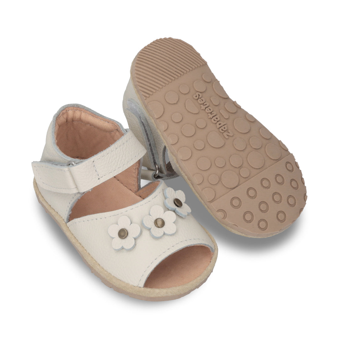 Sandalia Ergonómica Crudo Abierta Flores - Toddler