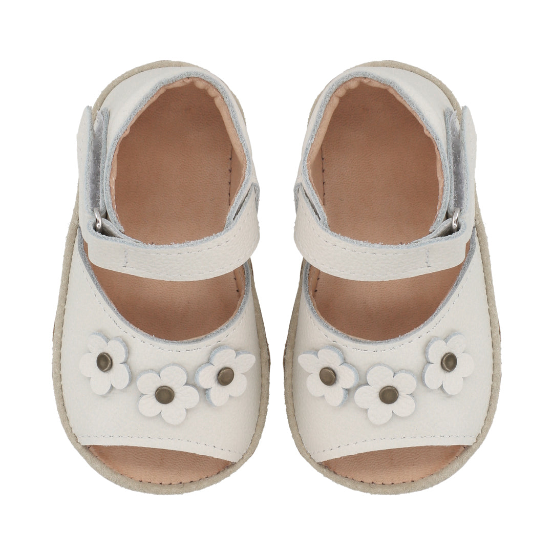 Sandalia Ergonómica Crudo Abierta Flores - Toddler