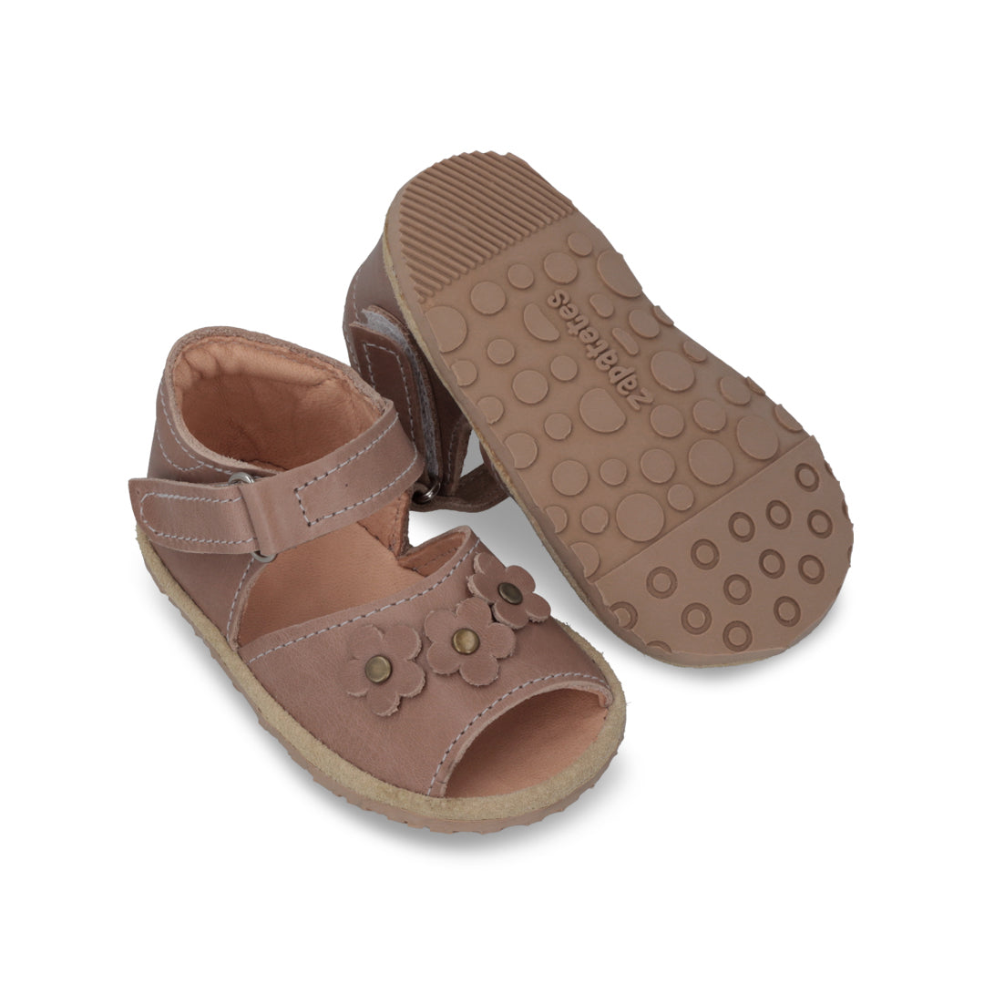 Sandalia Ergonómica Beige Abierta Flores - Infant