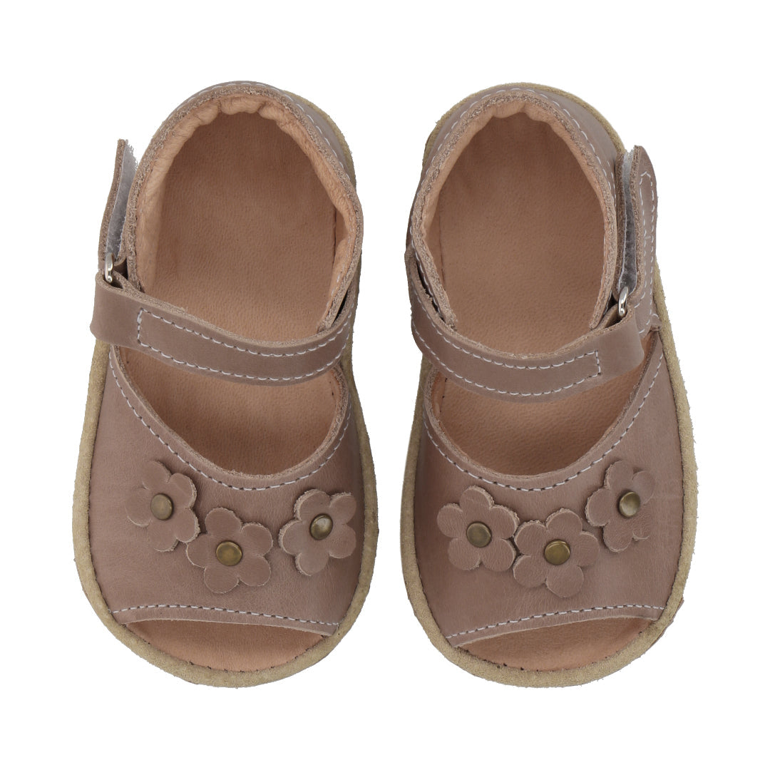Sandalia Ergonómica Beige Abierta Flores - Infant