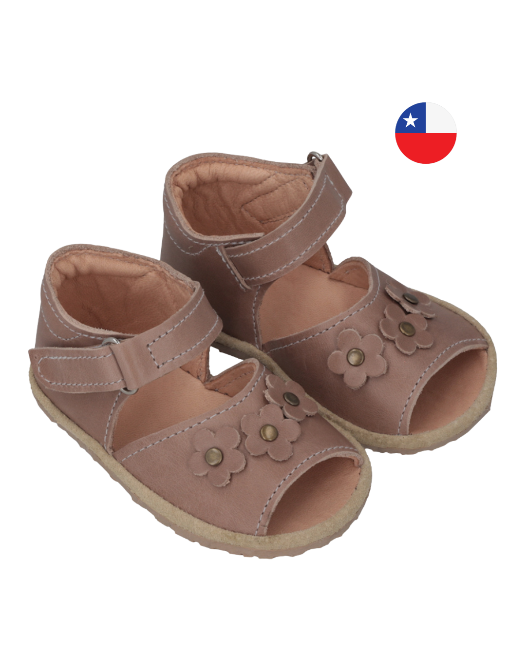 Sandalia Ergonómica Beige Abierta Flores - Baby