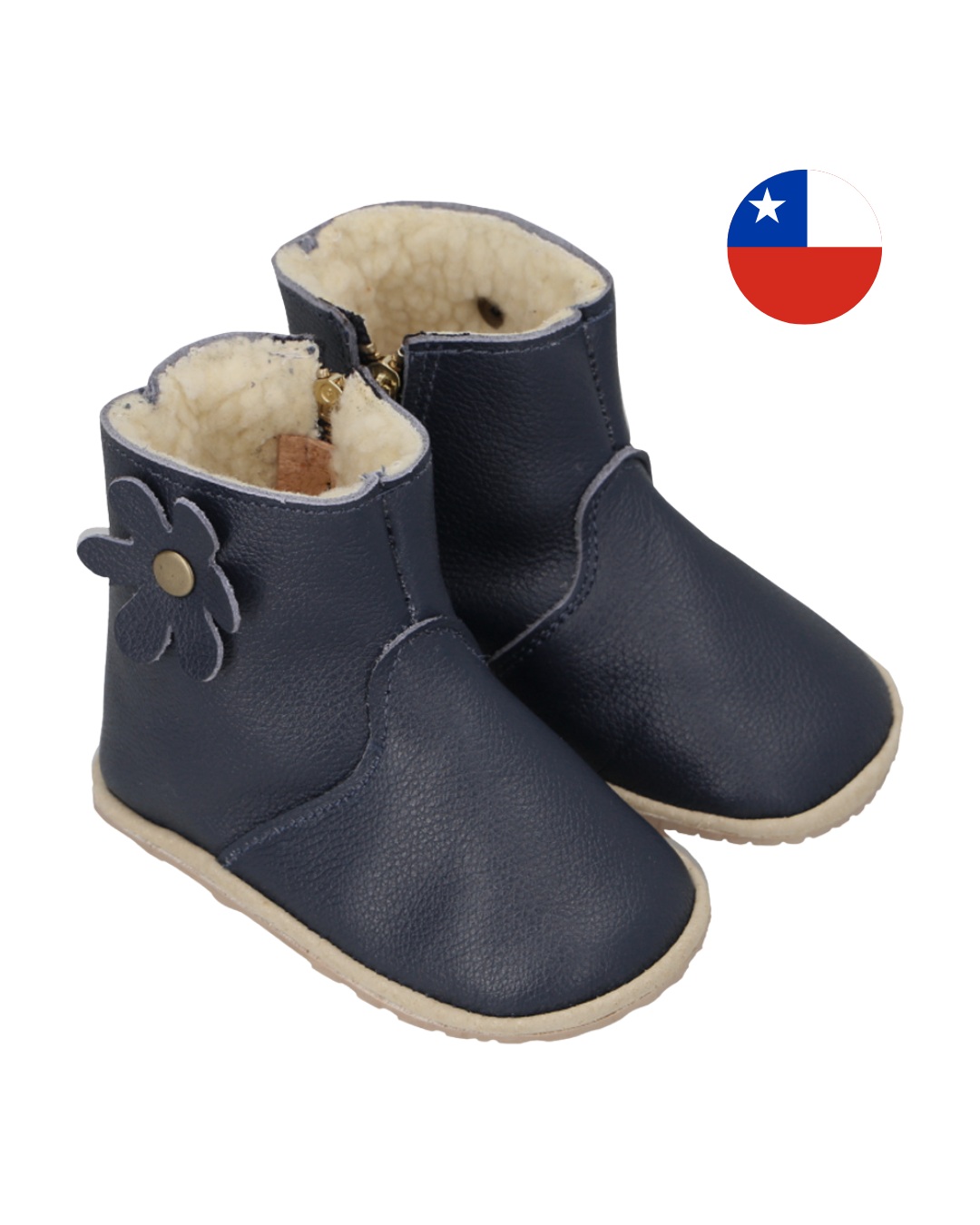 Botita "Perfect" Azul con Chiporro y Flor - Baby