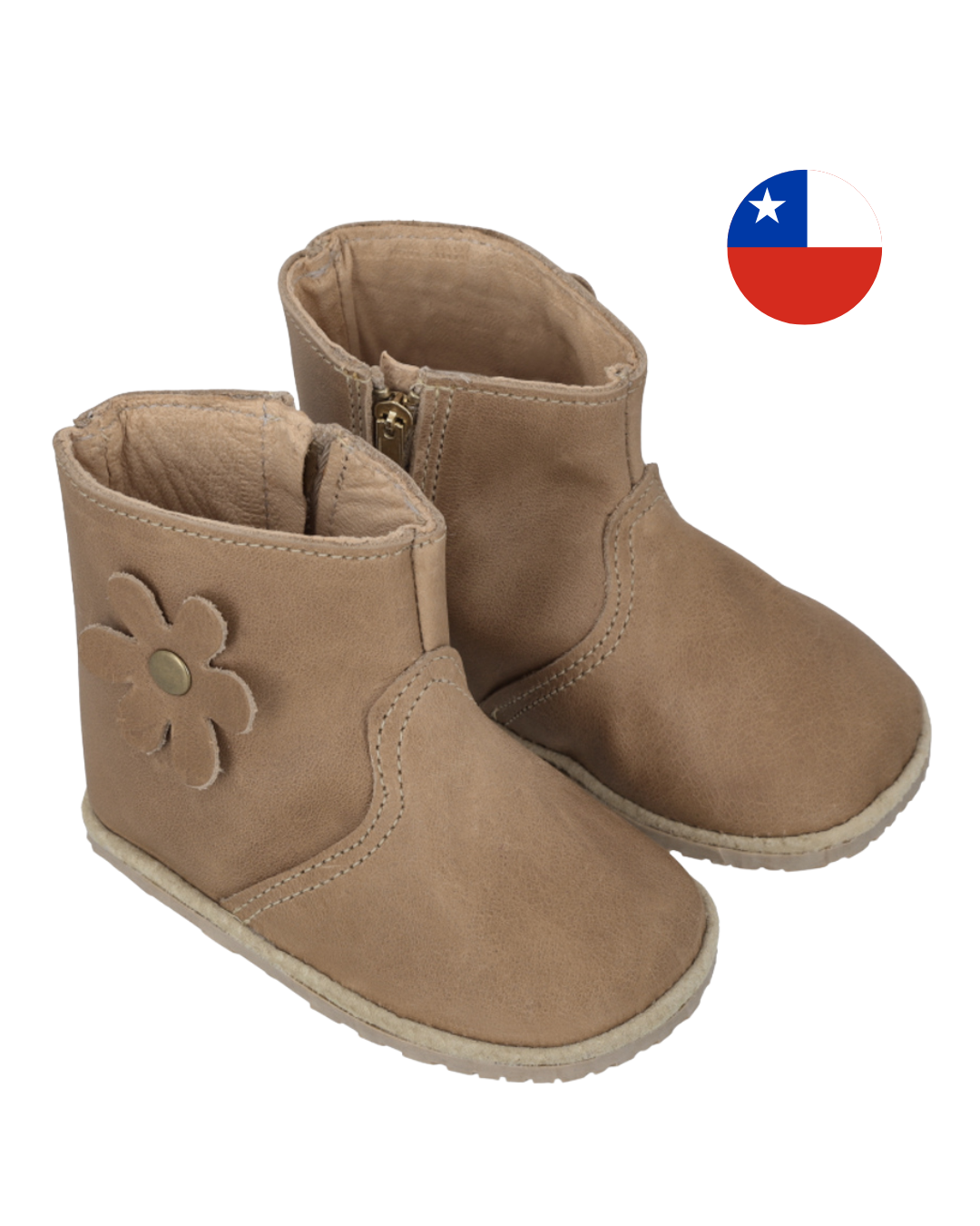 Botita "Perfect" Café Camel con Flor  - Baby